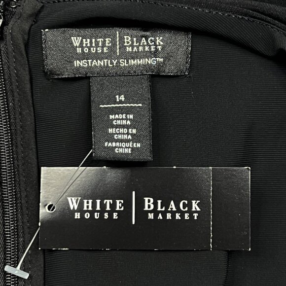 WHBM Instantly Slimming Black Faux Wrap Sleeveless Midi Dress Size 14 - NWT - Picture 7 of 9